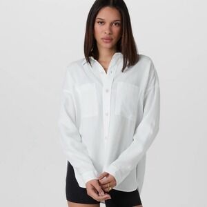 NWT $128 Vuroi Women's Trestles Twill‎ Button Up Shirt White Linen VW1150 S Boho